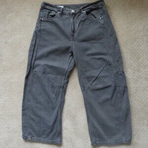 Zara Women's Dark Gray Barrel Jeans